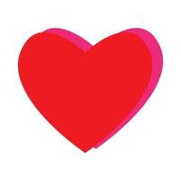 rött hjärta ikon med rosa skugga på vit bakgrund vektor