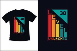 födelsedagsspel vintage t-shirt design med nivå 5 olåsta moderna citat typografi t-shirt design vektor