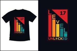 födelsedagsspel vintage t-shirt design med nivå 5 olåsta moderna citat typografi t-shirt design vektor