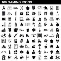 100 Gaming-Icons gesetzt, einfacher Stil vektor