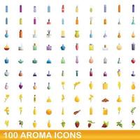 100 Aromasymbole im Cartoon-Stil vektor