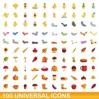 100 universelle Symbole im Cartoon-Stil vektor