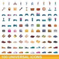 100 universelle Symbole im Cartoon-Stil vektor