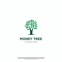 Geldbaum-Logo-Design-Icon-Vorlage, Geld kombinieren mit Baum-Logo-Design-Konzept vektor