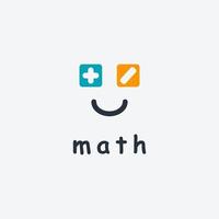 enkel matteutbildning logotypdesign. glad matematik logotyp. smile math logotyp vektor