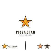 Pizza-Stern-Logo-Design auf isoliertem Hintergrund, Stern mit Pizza-Logo-Konzept vektor