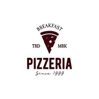 pizza logotyp design retro hipster vintage, skiva pizza logotyp rustik vektor