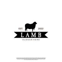 Lamm-Logo-Design Retro-Hipster-Vintage vektor