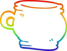 Regenbogen-Gradientenlinie Zeichnung Cartoon-Cup vektor