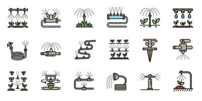 Symbole für Bewässerungssysteme gesetzt, Umrissstil vektor