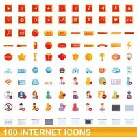 100 Internet-Icons gesetzt, Cartoon-Stil vektor