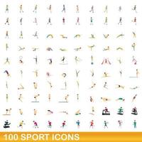 100 Sportsymbole im Cartoon-Stil vektor