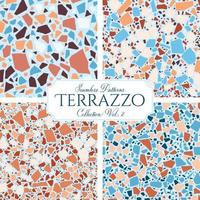 Terrazzo gebrochener Fliesenboden Textur nahtloses Muster, Vektor abstrakter Hintergrund mit chaotischen Mosaikstücken, bestehend aus Naturstein, Marmor, Glas und Betonimitationen.