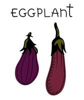 isolerade handritad aubergine på en vit bakgrund. vektor illustration av aubergine grönsaker. hälsosam mat, grönsaker