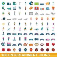 100 Unterhaltungssymbole im Cartoon-Stil vektor
