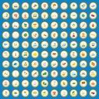 100 äventyr ikoner som tecknad vektor