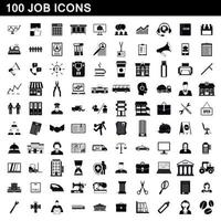 100 Job-Icons gesetzt, einfacher Stil vektor