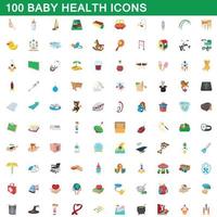 100 Baby-Gesundheitssymbole im Cartoon-Stil vektor