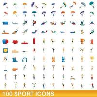 100 Sportsymbole im Cartoon-Stil vektor