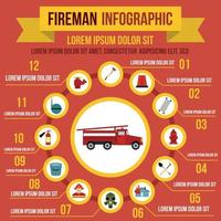 Feuerwehr-Infografik-Elemente, flacher Stil vektor