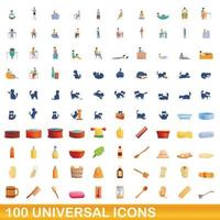 100 universelle Symbole im Cartoon-Stil vektor