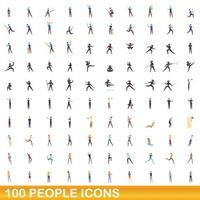 100 Personen Icons Set, Cartoon-Stil vektor