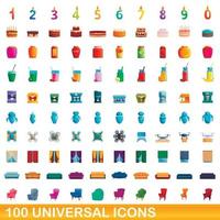 100 universelle Symbole im Cartoon-Stil vektor