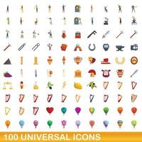 100 universelle Symbole im Cartoon-Stil vektor