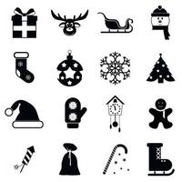 16 schwarze Weihnachtssymbole gesetzt vektor