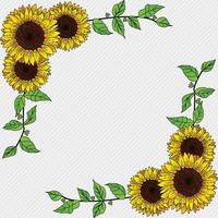 Feierblumenkarte mit schöner Sonnenblume und abstraktem Hintergrund vektor