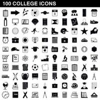 100 college ikoner set, enkel stil vektor