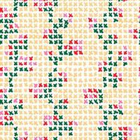 Kreuzstich Rosen Vektor nahtlose Muster. Stickereien mit ethnischer Folk-Textur kreuzen Stiche, Ornamente mit Textil- oder Stoffdruck.