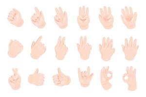 Gebärdensprache Handzeichen 3D-Grafik-Vektor-Illustration auf weiß vektor