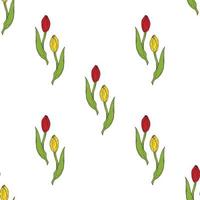 sömlös bakgrund av vackra röda och gula tulpaner. ändlösa mönster med blommor för din design. vektor
