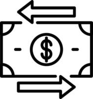 Symbol für die Vektorlinie der Geldüberweisung vektor