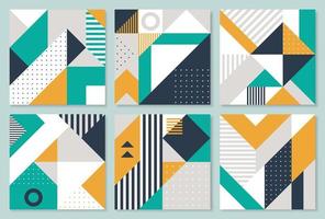 Set aus 6 Plakaten mit geometrischen Bauhaus-Formen. Retro-abstrakte Hintergründe. Vektorvorlage für Cover, Gutscheine, Poster, Flyer und Banner. vektor