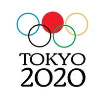 tokio 2021 sportspiele. Willkommen in Japan. bunte Ringe. Spiele der xxxii Olympiade oder der Olympischen Sommerspiele 2020 vektor