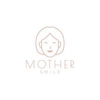 linje enkelt ansikte kvinnor mamma leende logotyp design vektor grafisk symbol ikon illustration kreativ idé