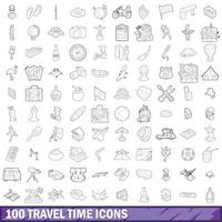 100 Reisezeitsymbole gesetzt, Umrissstil