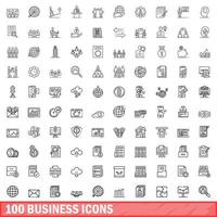 100 Business-Icons gesetzt, Umrissstil vektor