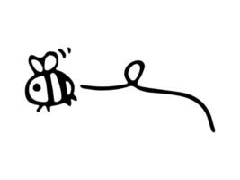 handritad doodle söta bi. vektor bi som flyger på en rutt. rolig humla. översikt.