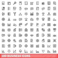 100 Business-Icons gesetzt, Umrissstil vektor