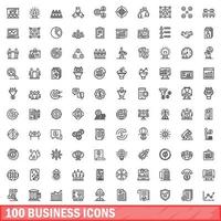 100 Business-Icons gesetzt, Umrissstil vektor