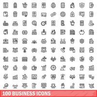 100 Business-Icons gesetzt, Umrissstil vektor