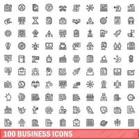 100 Business-Icons gesetzt, Umrissstil vektor