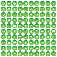 100 asiatische Symbole setzen grünen Kreis vektor