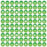100 Audiosymbole setzen grünen Kreis vektor