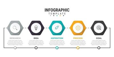 Infografik-Vorlage für Präsentationsunternehmen mit 5 Optionen. Vektor-Illustration.