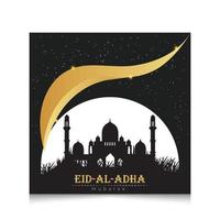 eid al adha mubarak inlägg på sociala medier. eid al fitr gratulationskort med moské. vektor illustration