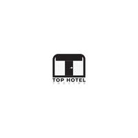 monogrammbuchstabe t-logo, negativer raum mit einem hotel oder einem kleinen zimmer vektor